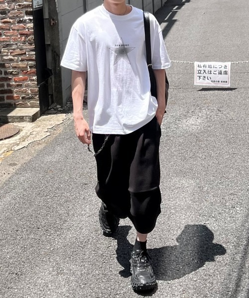 Chikashitsu +（チカシツプラス）の「【Chikashitsu +】clean star graphic t-shirt (3color) / 【チカシツプラス】スタープリント半袖Tシャツ＜着用動画あり＞（Tシャツ/カットソー・メンズ・ネイビー/ホワイト/ブラック・ONE SIZE）」の22枚目の写真
