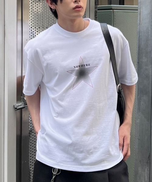 Chikashitsu +（チカシツプラス）の「【Chikashitsu +】clean star graphic t-shirt (3color) / 【チカシツプラス】スタープリント半袖Tシャツ＜着用動画あり＞（Tシャツ/カットソー・メンズ・ネイビー/ホワイト/ブラック・ONE SIZE）」の18枚目の写真