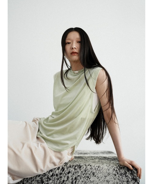Katrin TOKYO（カトリーントーキョー）の「【JAPAN MADE】sheer velour sleeveless tops（タンクトップ・レディース・ホワイト/ブルー/グリーン系・FREE/XS）」の2枚目の写真