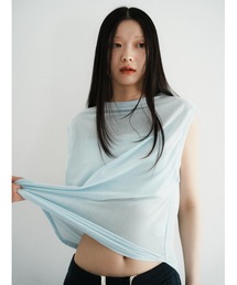 【JAPAN MADE】sheer velour sleeveless tops