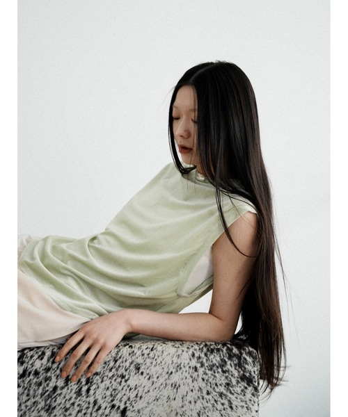 Katrin TOKYO（カトリーントーキョー）の「【JAPAN MADE】sheer velour sleeveless tops（タンクトップ・レディース・ホワイト/ブルー/グリーン系・FREE/XS）」の9枚目の写真