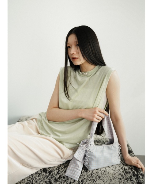 Katrin TOKYO（カトリーントーキョー）の「【JAPAN MADE】sheer velour sleeveless tops（タンクトップ・レディース・ホワイト/ブルー/グリーン系・FREE/XS）」の10枚目の写真