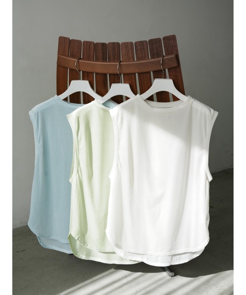 Katrin TOKYO（カトリーントーキョー）の「【JAPAN MADE】sheer velour sleeveless tops（タンクトップ・レディース・ホワイト/ブルー/グリーン系・FREE/XS）」の4枚目の写真