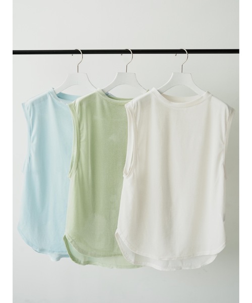 Katrin TOKYO（カトリーントーキョー）の「【JAPAN MADE】sheer velour sleeveless tops（タンクトップ・レディース・ホワイト/ブルー/グリーン系・FREE/XS）」の6枚目の写真