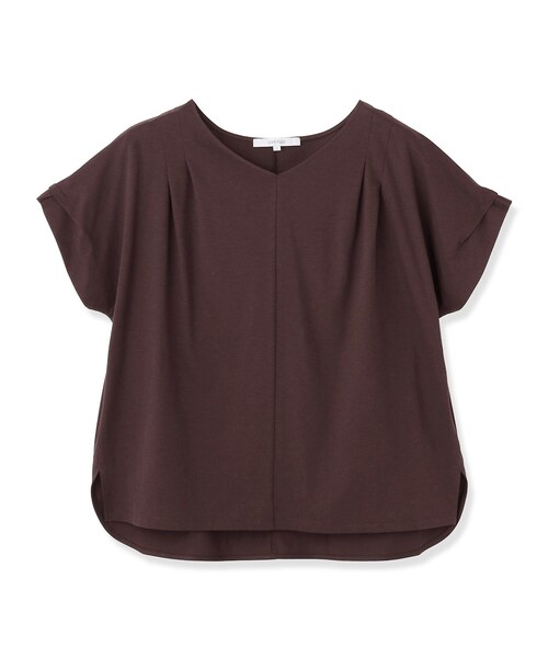 UNTITLED(アンタイトル)の「【洗える/前後差/美シルエット】Vネックタックプルオーバーニット(Tシャツ/カットソー・レディース・オフホワイト/ブラウン系その他/ブラック/レッド系1・02)」の5枚目の写真