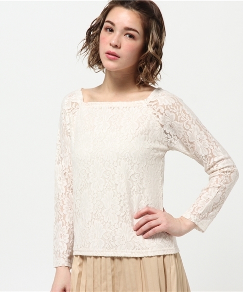 Chico（チコ）の「【who's who Chico】カットレース長袖プルオーバー（Tシャツ/カットソー・レディース・アイボリー/ホワイト・FREE）」の2枚目の写真