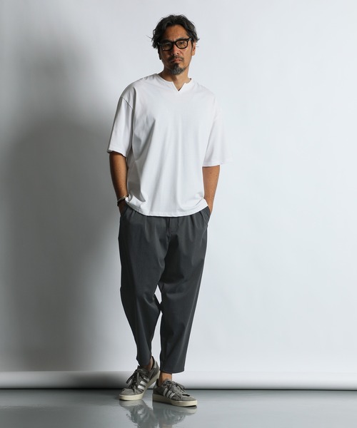 The DUFFER of ST.GEORGE（ザダファーオブセントジョージ）の「『WONDER SHAPE』PIQUE：360°全方向高伸縮『ワンダーシェイプ』ピケ ワイドイージーパンツ（その他パンツ・メンズ・チャコールグレー/ライトグレー/カーキ・X-LARGE/LARGE/MEDIUM/SMALL）」の5枚目の写真