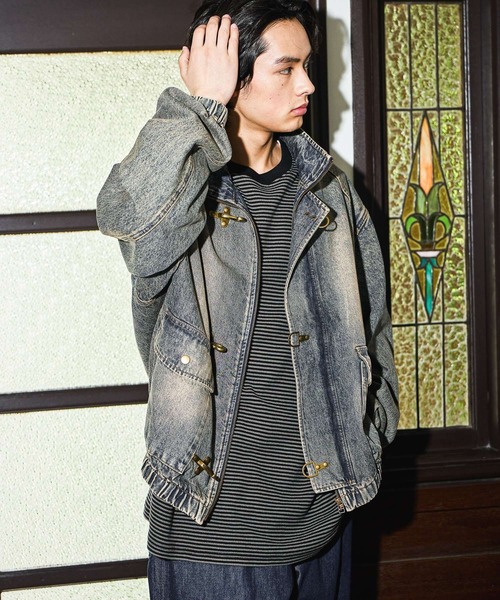 niko and...（ニコアンド）の「Denim Fireman Blouson [niko and ...JEANS]（デニムジャケット・メンズ・アクア/チャコール・MEDIUM/LARGE）」の2枚目の写真