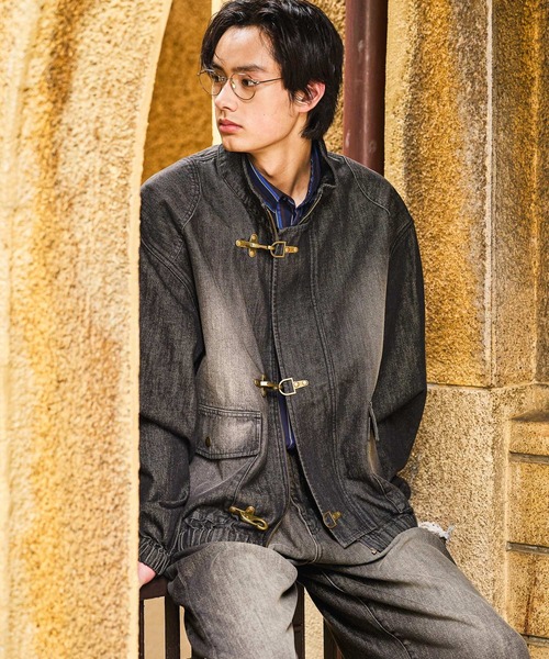 niko and...（ニコアンド）の「Denim Fireman Blouson [niko and ...JEANS]（デニムジャケット・メンズ・アクア/チャコール・MEDIUM/LARGE）」の3枚目の写真