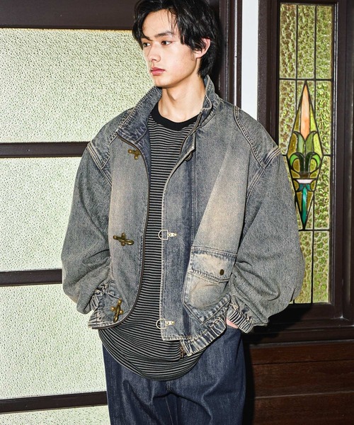 niko and...（ニコアンド）の「Denim Fireman Blouson [niko and ...JEANS]（デニムジャケット・メンズ・アクア/チャコール・MEDIUM/LARGE）」の8枚目の写真