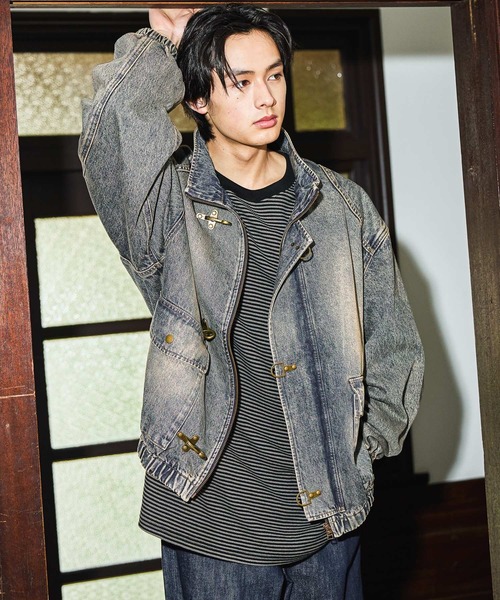 niko and...（ニコアンド）の「Denim Fireman Blouson [niko and ...JEANS]（デニムジャケット・メンズ・アクア/チャコール・MEDIUM/LARGE）」の9枚目の写真