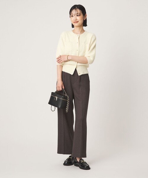 green label relaxing(グリーンレーベルリラクシング)の「フラッフフェザー ハーフスリーブ ニット カーディガン(カーディガン/ボレロ・レディース・ブラウン/ライム/ダークグレー/オフホワイト・FREE)」の10枚目の写真