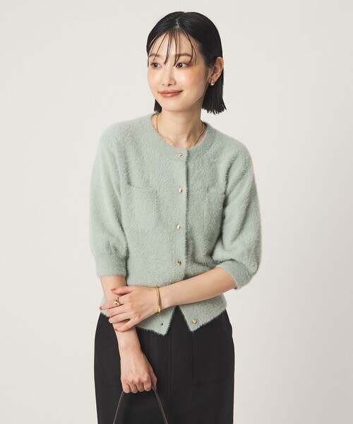 green label relaxing(グリーンレーベルリラクシング)の「フラッフフェザー ハーフスリーブ ニット カーディガン(カーディガン/ボレロ・レディース・ブラウン/ライム/ダークグレー/オフホワイト・FREE)」の16枚目の写真