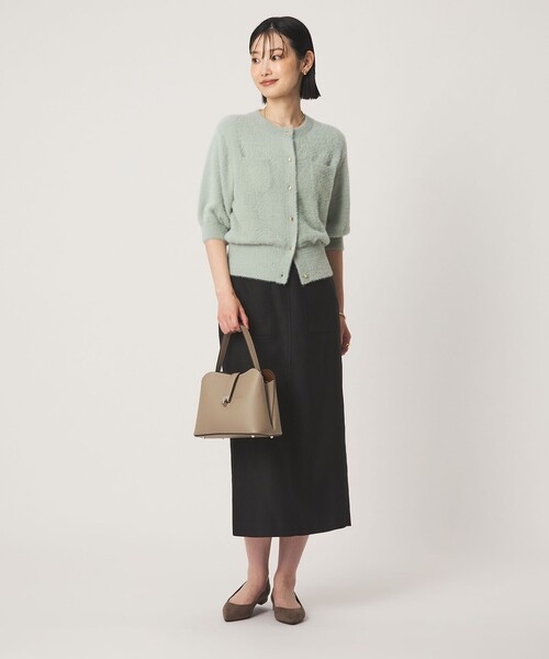 green label relaxing(グリーンレーベルリラクシング)の「フラッフフェザー ハーフスリーブ ニット カーディガン(カーディガン/ボレロ・レディース・ブラウン/ライム/ダークグレー/オフホワイト・FREE)」の17枚目の写真