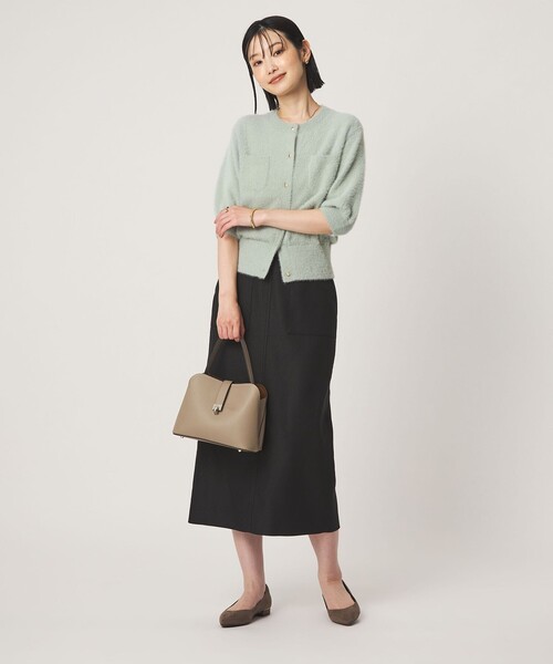 green label relaxing(グリーンレーベルリラクシング)の「フラッフフェザー ハーフスリーブ ニット カーディガン(カーディガン/ボレロ・レディース・ブラウン/ライム/ダークグレー/オフホワイト・FREE)」の18枚目の写真