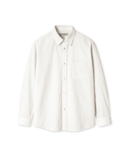 EDINBURGH CLUB(エディンバラクラブ)の「REGULAR-FIT STRIPE SHIRT (BEIGE)(シャツ/ブラウス・メンズ・Beige・SMALL/MEDIUM/LARGE/X-LARGE)」の1枚目の写真