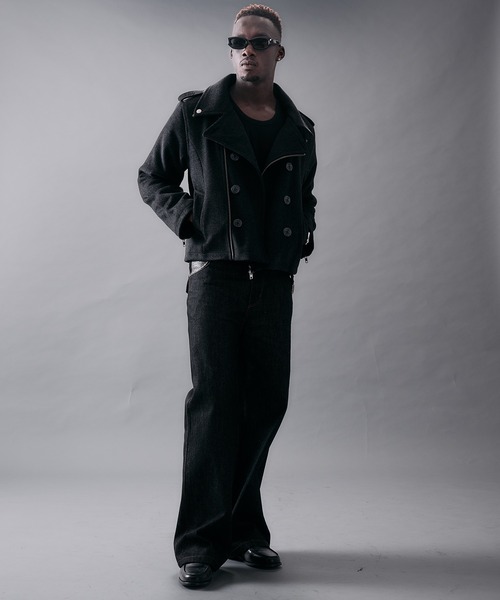 ANDER HUNK(アンダーハンク)の「Riders Design Melton Short P-coat/ライダースデザインメルトンPコート(ピーコート・メンズ・バーガンディー/グレー/ブラック・SMALL/MEDIUM/LARGE)」の12枚目の写真
