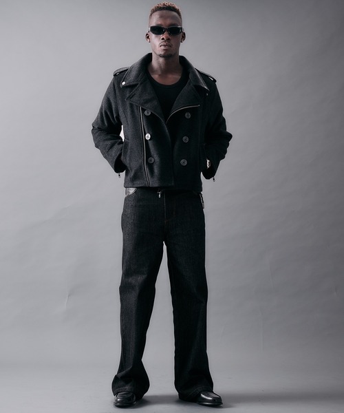 ANDER HUNK(アンダーハンク)の「Riders Design Melton Short P-coat/ライダースデザインメルトンPコート(ピーコート・メンズ・バーガンディー/グレー/ブラック・SMALL/MEDIUM/LARGE)」の13枚目の写真