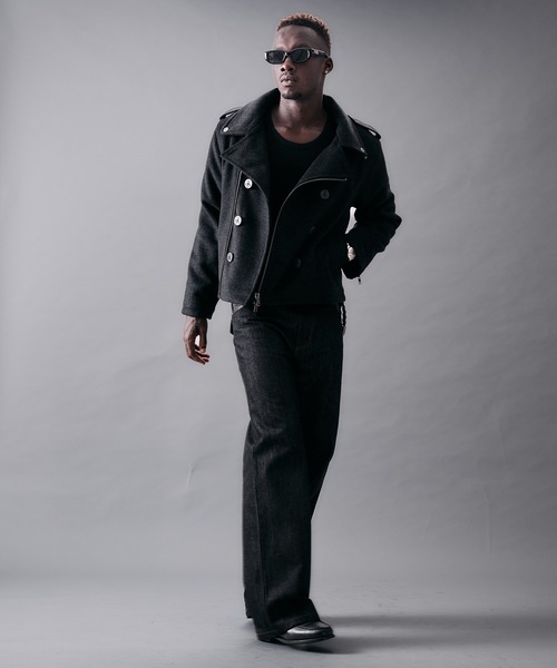 ANDER HUNK(アンダーハンク)の「Riders Design Melton Short P-coat/ライダースデザインメルトンPコート(ピーコート・メンズ・バーガンディー/グレー/ブラック・SMALL/MEDIUM/LARGE)」の14枚目の写真