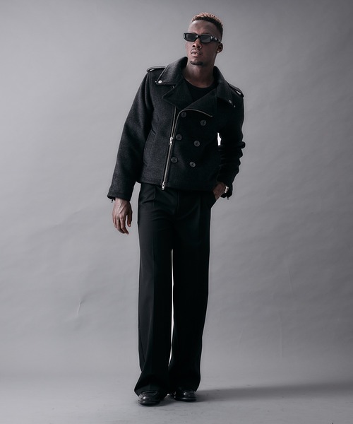 ANDER HUNK(アンダーハンク)の「Riders Design Melton Short P-coat/ライダースデザインメルトンPコート(ピーコート・メンズ・バーガンディー/グレー/ブラック・SMALL/MEDIUM/LARGE)」の15枚目の写真