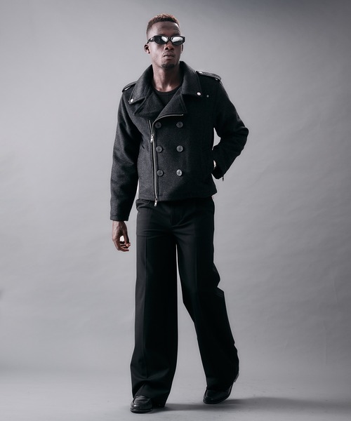 ANDER HUNK(アンダーハンク)の「Riders Design Melton Short P-coat/ライダースデザインメルトンPコート(ピーコート・メンズ・バーガンディー/グレー/ブラック・SMALL/MEDIUM/LARGE)」の18枚目の写真