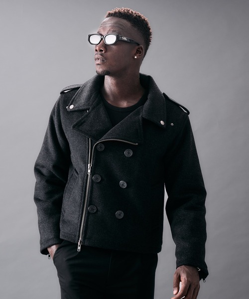 ANDER HUNK(アンダーハンク)の「Riders Design Melton Short P-coat/ライダースデザインメルトンPコート(ピーコート・メンズ・バーガンディー/グレー/ブラック・SMALL/MEDIUM/LARGE)」の5枚目の写真