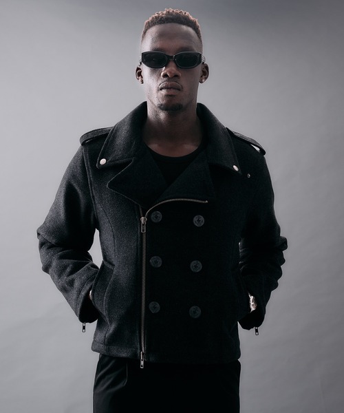 ANDER HUNK(アンダーハンク)の「Riders Design Melton Short P-coat/ライダースデザインメルトンPコート(ピーコート・メンズ・バーガンディー/グレー/ブラック・SMALL/MEDIUM/LARGE)」の11枚目の写真