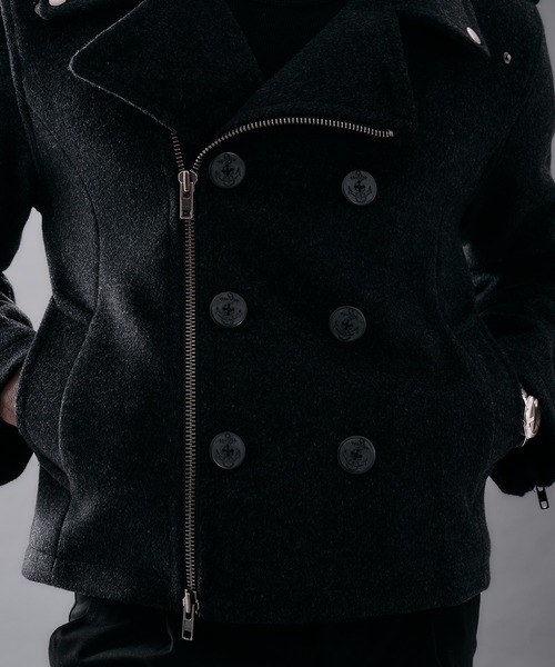 ANDER HUNK(アンダーハンク)の「Riders Design Melton Short P-coat/ライダースデザインメルトンPコート(ピーコート・メンズ・バーガンディー/グレー/ブラック・SMALL/MEDIUM/LARGE)」の19枚目の写真