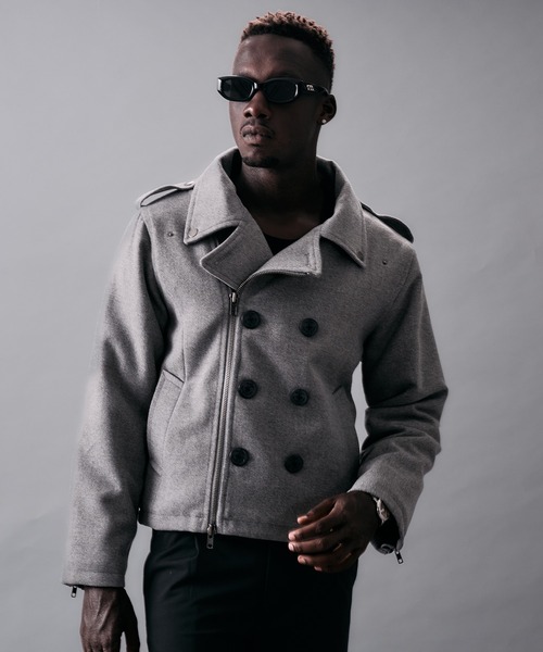 ANDER HUNK(アンダーハンク)の「Riders Design Melton Short P-coat/ライダースデザインメルトンPコート(ピーコート・メンズ・バーガンディー/グレー/ブラック・SMALL/MEDIUM/LARGE)」の21枚目の写真