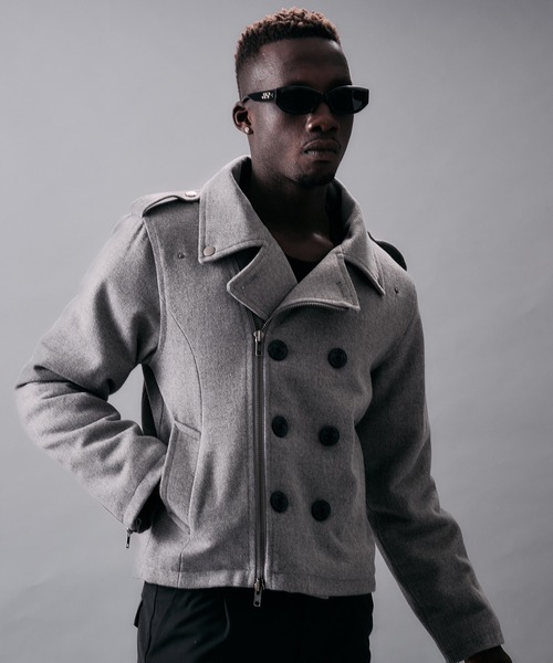 ANDER HUNK(アンダーハンク)の「Riders Design Melton Short P-coat/ライダースデザインメルトンPコート(ピーコート・メンズ・バーガンディー/グレー/ブラック・SMALL/MEDIUM/LARGE)」の22枚目の写真