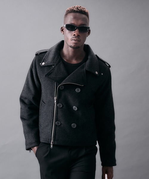 ANDER HUNK(アンダーハンク)の「Riders Design Melton Short P-coat/ライダースデザインメルトンPコート(ピーコート・メンズ・バーガンディー/グレー/ブラック・SMALL/MEDIUM/LARGE)」の9枚目の写真