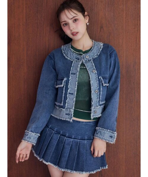 Now me. by NYLON JAPAN(ナウミーバイナイロンジャパン)の「デニムプリーツスカート(スカート・レディース・ブルー/ブラック・SMALL/MEDIUM)」の6枚目の写真