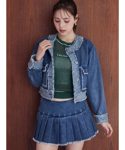Now me. by NYLON JAPAN(ナウミーバイナイロンジャパン)の「デニムプリーツスカート(スカート・レディース・ブルー/ブラック・SMALL/MEDIUM)」の7枚目の写真