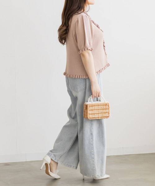 CLETTE(クレット)の「Vネックフリルニット(ニット/セーター・レディース・ラベンダー/ピンク/ブラック・3L/4L/LL)」の11枚目の写真