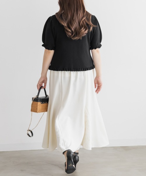 CLETTE(クレット)の「Vネックフリルニット(ニット/セーター・レディース・ラベンダー/ピンク/ブラック・3L/4L/LL)」の13枚目の写真