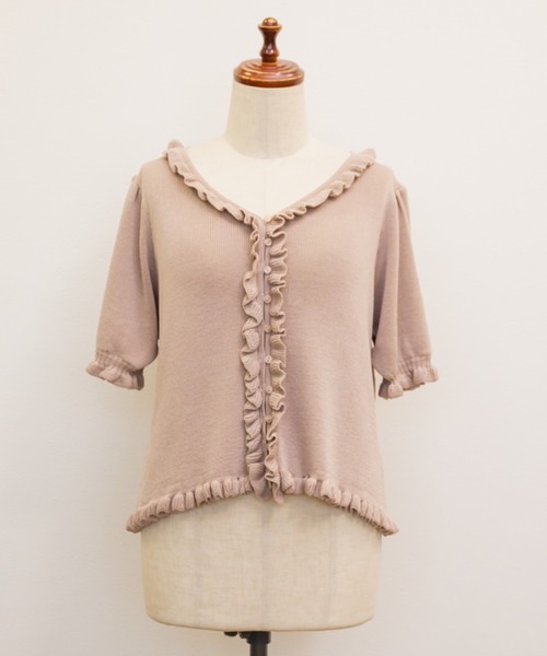 CLETTE(クレット)の「Vネックフリルニット(ニット/セーター・レディース・ラベンダー/ピンク/ブラック・3L/4L/LL)」の6枚目の写真