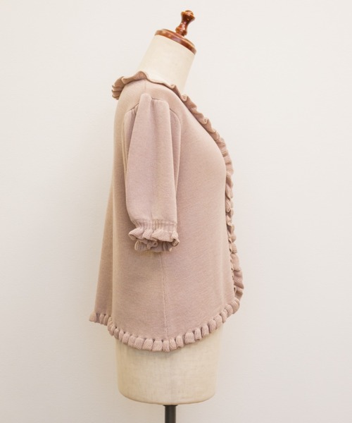 CLETTE(クレット)の「Vネックフリルニット(ニット/セーター・レディース・ラベンダー/ピンク/ブラック・3L/4L/LL)」の7枚目の写真