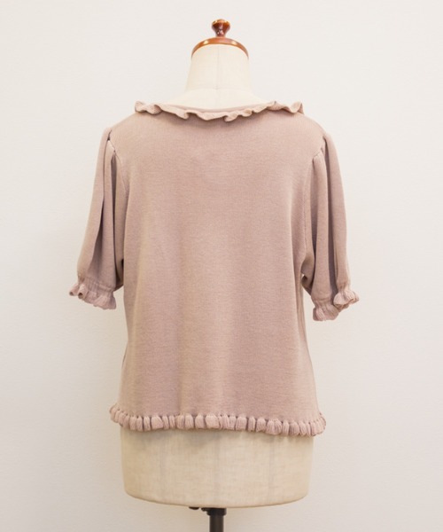 CLETTE(クレット)の「Vネックフリルニット(ニット/セーター・レディース・ラベンダー/ピンク/ブラック・3L/4L/LL)」の8枚目の写真