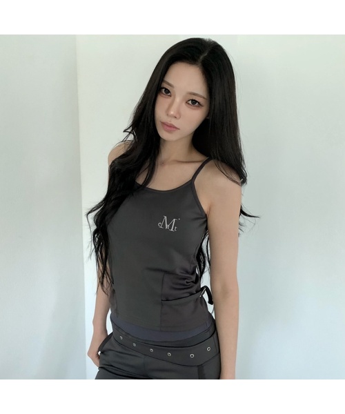 MUCENT(ムセント)の「プレルードサイドタブ配色スリーブレスタンクトップ(Tシャツ/カットソー・レディース・ダークグレー・FREE)」の1枚目の写真