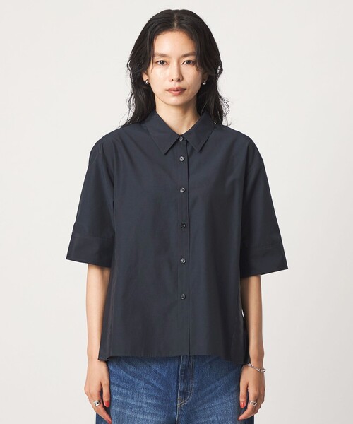 green label relaxing(グリーンレーベルリラクシング)の「プリーツ ドッキング ショートスリーブ シャツ(シャツ/ブラウス・レディース・ネイビー/オフホワイト/ベージュ・FREE)」の20枚目の写真