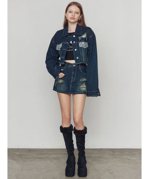 EMODA（エモダ）の「ダメージマイクロミニスカート（スカート・レディース・インディゴブルー/ブラック・SMALL/MEDIUM）」の18枚目の写真