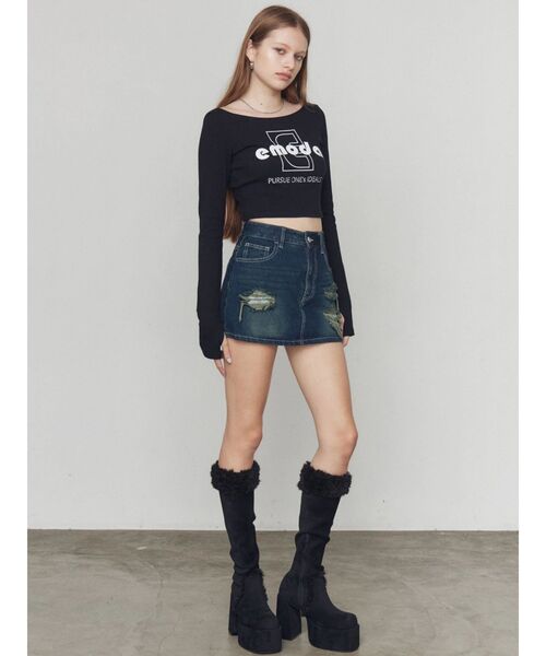 EMODA（エモダ）の「ダメージマイクロミニスカート（スカート・レディース・インディゴブルー/ブラック・SMALL/MEDIUM）」の20枚目の写真