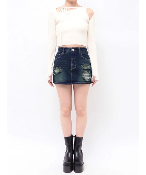 EMODA（エモダ）の「ダメージマイクロミニスカート（スカート・レディース・インディゴブルー/ブラック・SMALL/MEDIUM）」の7枚目の写真