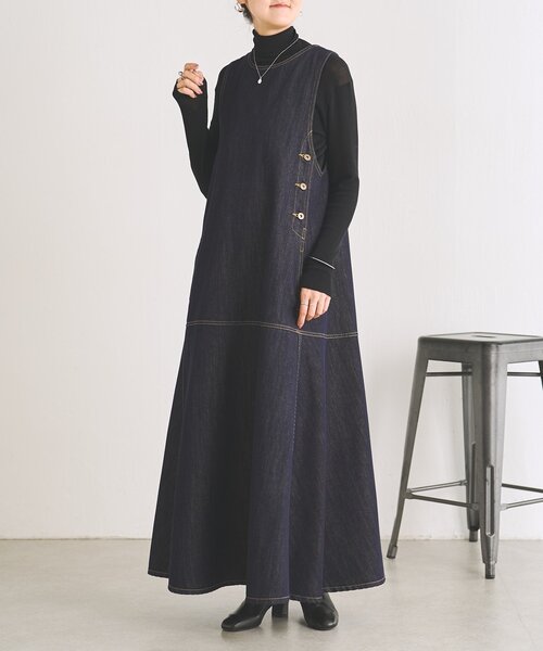 BEARDSLEY(ビアズリー)の「《ZOZO先行予約開始》デニムワンピース(ワンピース・レディース・インディゴブルー・1/0)」の3枚目の写真