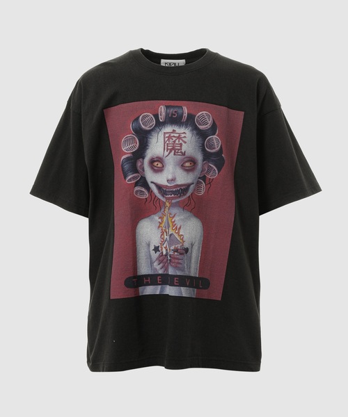 KIDILL(キディル)の「THE DEVIL T-SHIRT BIOWASHED ARTWORK BY TREVOR BROWN(Tシャツ/カットソー・メンズ・ブラック・FREE)」の1枚目の写真