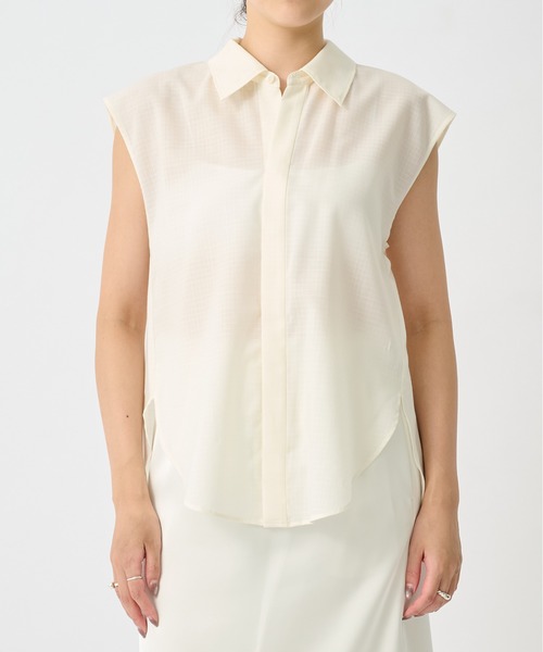 CITY TOKYO(シティトウキョウ)の「【CITY TOKYO/シティートウキョウ】Ripstop Sheer Shirt/リップストップシアーシャツ(シャツ/ブラウス・レディース・ホワイト/ブラック・FREE)」の2枚目の写真