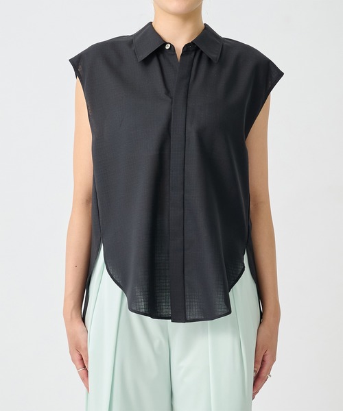 CITY TOKYO(シティトウキョウ)の「【CITY TOKYO/シティートウキョウ】Ripstop Sheer Shirt/リップストップシアーシャツ(シャツ/ブラウス・レディース・ホワイト/ブラック・FREE)」の11枚目の写真
