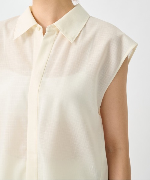 CITY TOKYO(シティトウキョウ)の「【CITY TOKYO/シティートウキョウ】Ripstop Sheer Shirt/リップストップシアーシャツ(シャツ/ブラウス・レディース・ホワイト/ブラック・FREE)」の7枚目の写真