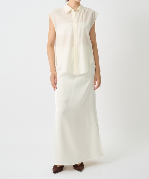 CITY TOKYO(シティトウキョウ)の「【CITY TOKYO/シティートウキョウ】Ripstop Sheer Shirt/リップストップシアーシャツ(シャツ/ブラウス・レディース・ホワイト/ブラック・FREE)」の3枚目の写真