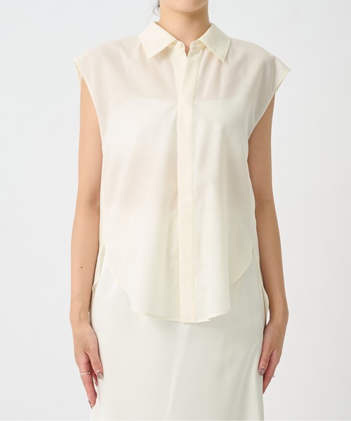 CITY TOKYO(シティトウキョウ)の「【CITY TOKYO/シティートウキョウ】Ripstop Sheer Shirt/リップストップシアーシャツ(シャツ/ブラウス・レディース・ホワイト/ブラック・FREE)」の4枚目の写真